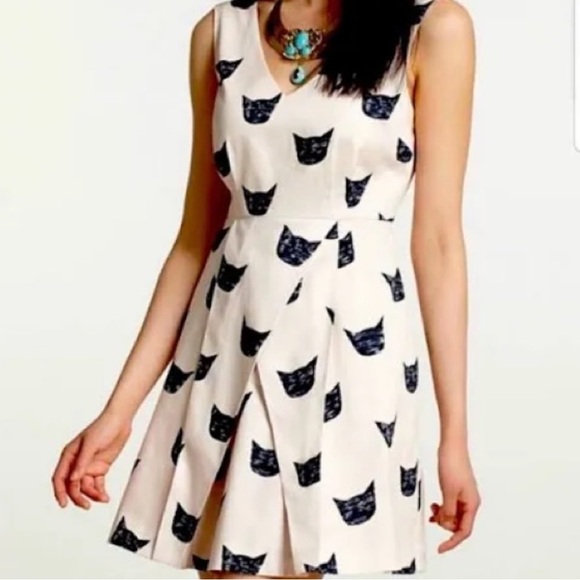 Anthropologie Dresses & Skirts - Anthropologie Feline Pattern Dress - Cream and Black